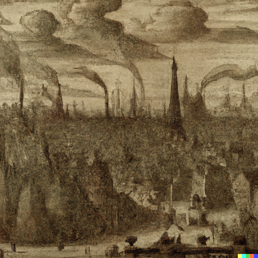 DALL·E 2022-08-31 18.50.24 - a post-apocalyptic cityscape of Paris drawn by Gustave Doré .png